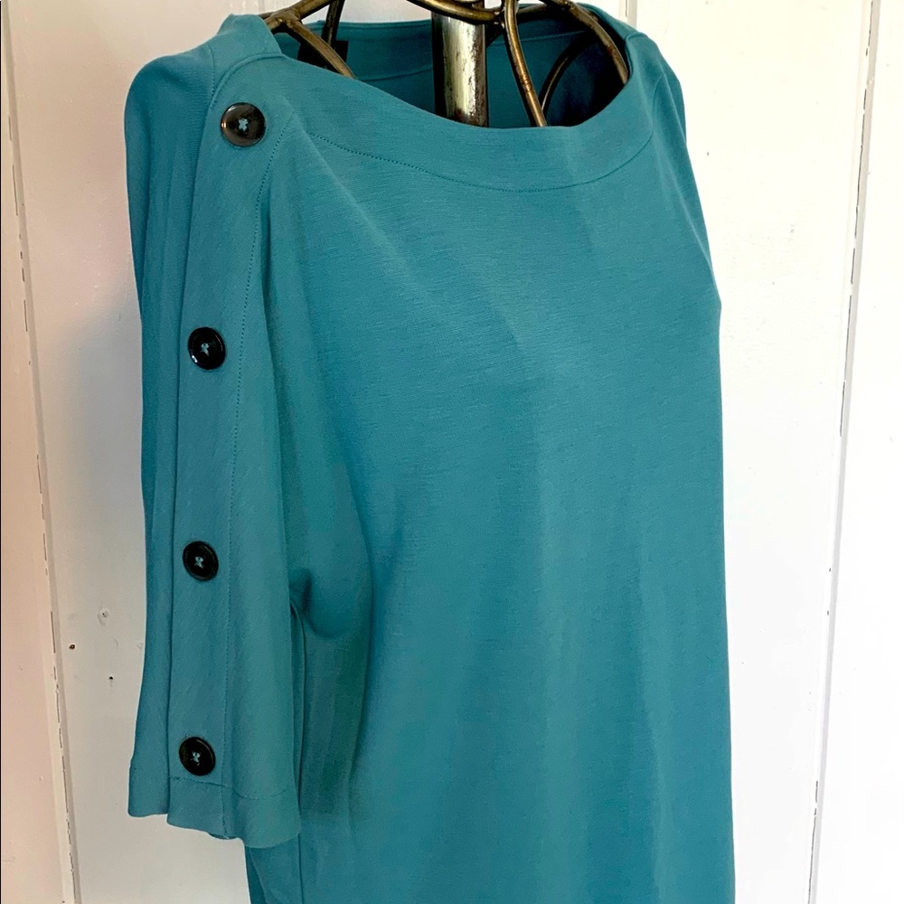 Ann Taylor boatneck blouse with button detail